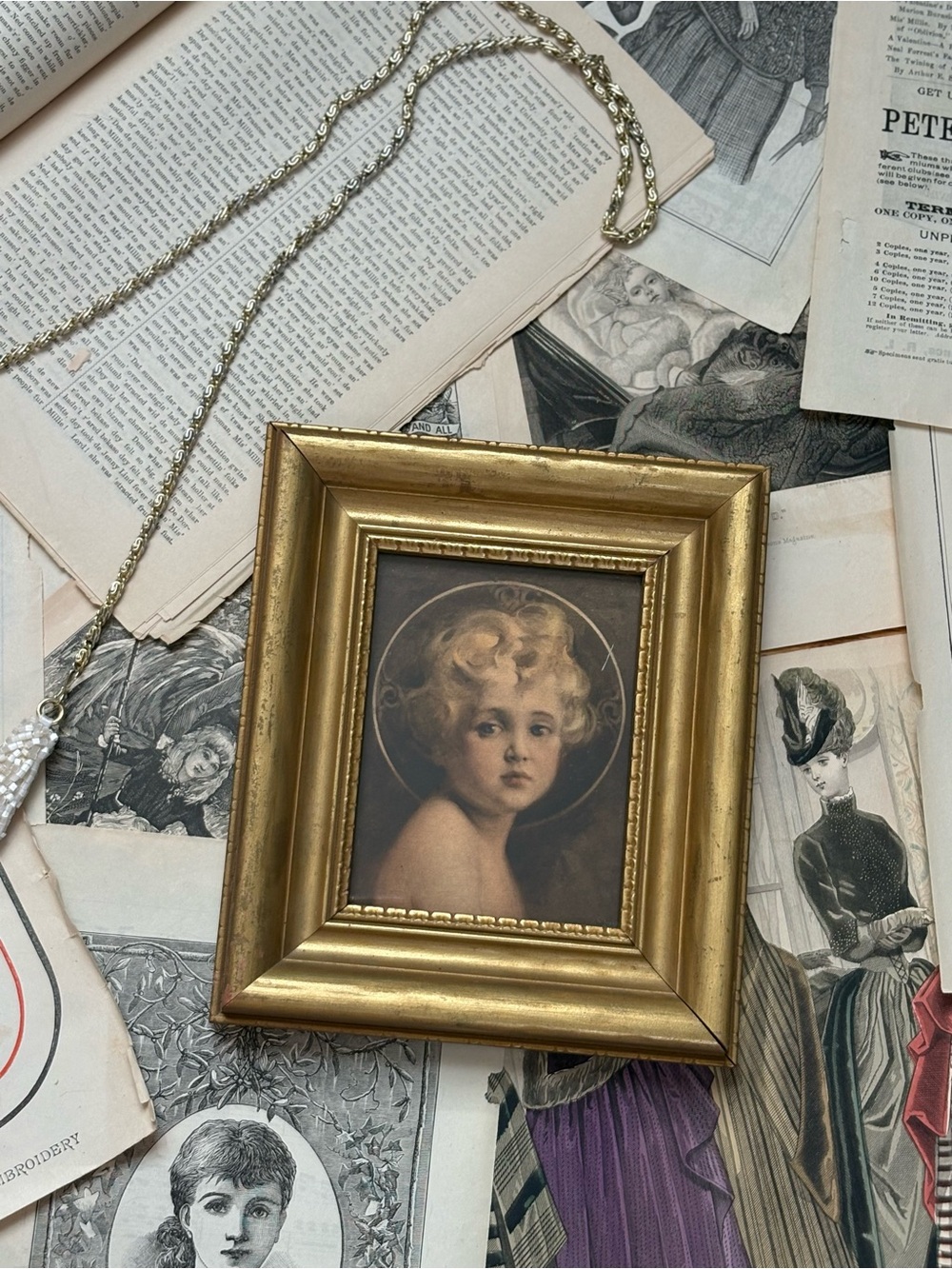 Vintage Gold Framed Child Portrait | Victorian Style Wall Art